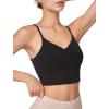 imageYvette V Back Sports Bras for Women Spaghetti Strap Light Support Padded Wireless Yoga Bra Cropped Tank TopBlack