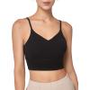 imageYvette V Back Sports Bras for Women Spaghetti Strap Light Support Padded Wireless Yoga Bra Cropped Tank TopBlack
