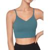 imageYvette V Back Sports Bras for Women Spaghetti Strap Light Support Padded Wireless Yoga Bra Cropped Tank TopBlue