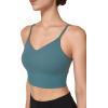 imageYvette V Back Sports Bras for Women Spaghetti Strap Light Support Padded Wireless Yoga Bra Cropped Tank TopBlue