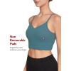 imageYvette V Back Sports Bras for Women Spaghetti Strap Light Support Padded Wireless Yoga Bra Cropped Tank TopBlue