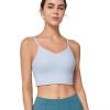 imageYvette V Back Sports Bras for Women Spaghetti Strap Light Support Padded Wireless Yoga Bra Cropped Tank TopLight Purple