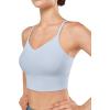 imageYvette V Back Sports Bras for Women Spaghetti Strap Light Support Padded Wireless Yoga Bra Cropped Tank TopLight Purple