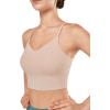 imageYvette V Back Sports Bras for Women Spaghetti Strap Light Support Padded Wireless Yoga Bra Cropped Tank TopPink