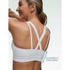 imageYvette V Neck Criss Cross Back Yoga Sports Bra Women Wide Straps Light Support Removable Padding Workout Tank TopWhite