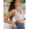 imageYvette V Neck Criss Cross Back Yoga Sports Bra Women Wide Straps Light Support Removable Padding Workout Tank TopWhite