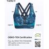 imageYvette Women High Impact Sports Bras Criss Cross Back Sexy Running Bra for Plus SizeBlue Printed  Double Thin Strap  High Impact