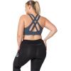 imageYvette Women High Impact Sports Bras Criss Cross Back Sexy Running Bra for Plus SizeBlue Printed  Double Thin Strap  High Impact
