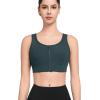imageYvette Womens High Support Sports Bras for Running Front Zipper U Back DesignHaze Blue