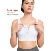 imageYvette Womens High Support Sports Bras for Running Front Zipper U Back DesignWhite