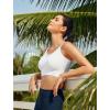 imageYvette Womens Lightweight Sports Bra 3D Fixed Cup  Mesh Yoga Workout Top with Spaghetti StrapWhite