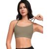 imageYvette Y Back Yoga Bras for Women Low Impact Spaghetti Thin Strap Workout Top with Removable PadsBrown