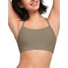 imageYvette Y Back Yoga Bras for Women Low Impact Spaghetti Thin Strap Workout Top with Removable PadsBrown