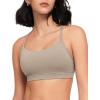imageYvette Y Back Yoga Bras for Women Low Impact Spaghetti Thin Strap Workout Top with Removable PadsLight Brown