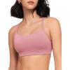 imageYvette Y Back Yoga Bras for Women Low Impact Spaghetti Thin Strap Workout Top with Removable PadsPink