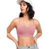 imageYvette Y Back Yoga Bras for Women Low Impact Spaghetti Thin Strap Workout Top with Removable PadsPink