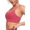imageYvette Y Back Yoga Bras for Women Low Impact Spaghetti Thin Strap Workout Top with Removable PadsRose Red
