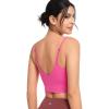 imageYvette Adjustable Yoga Sports Bras for Women Light Support Padded Wireless Spaghetti Strap Bra with Removable PadRose Red