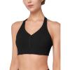 imageYvette Front Clasp Sports Bras for Women Light Impact Cute Soft Comfort Wireless Padded Fitness Workout Padded Yoga Tank TopBlack