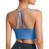 imageYvette Halter Sports Bra for Women Thin Strap Yoga Tops with Removable PadsBlue