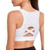 imageYvette Lace Front Zip Sports Bras for Women High Impact Running Bras for Large BustWhite