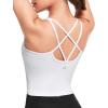 imageYvette Longline Yoga Sports Bra Crisscross Back Thin Straps Removable Padding Full Coverage Workout Tank TopWhite