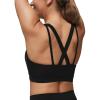 imageYvette V Neck Criss Cross Back Yoga Sports Bra Women Wide Straps Light Support Removable Padding Workout Tank TopBlack