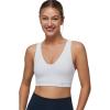imageYvette V Neck Criss Cross Back Yoga Sports Bra Women Wide Straps Light Support Removable Padding Workout Tank TopWhite
