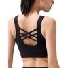 imageYvette Womens Cross Back Sports Bras UNeck Yoga Bra with Wide Straps ampamp Fixed Pads for Workout GymBlack