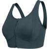imageYvette Womens High Support Sports Bras for Running Front Zipper U Back DesignHaze Blue