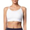 imageYvette Womens Lightweight Sports Bra 3D Fixed Cup  Mesh Yoga Workout Top with Spaghetti StrapWhite