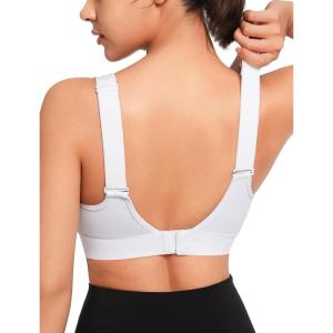 imageYvette Adjustable Sports Bras for Women High Support Large Bust Wireless Running Workout Sports Bra High Impact Plus SizeWhite