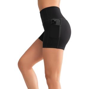imageYvette Biker Shorts with Pockets for Women 3quot  4quot  6quot  8quot Tummy Control High Waist Running Workout Gym Yoga ShortsBlack