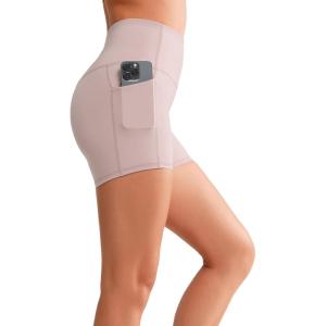 imageYvette Biker Shorts with Pockets for Women 3quot  4quot  6quot  8quot Tummy Control High Waist Running Workout Gym Yoga ShortsPink