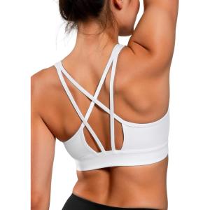 imageYvette Lightweight Crisscross Back Sports Bra for Women Breathable Yoga Tank Top with Removable Pads for Workout ampamp FitnessWhite