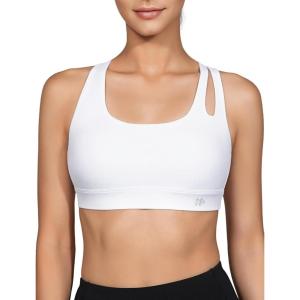 imageYvette Seamless Yoga Sports Bra with Removable Padding Crisscross Back Strap and UltraSoft Stretchy Fabric for WomenWhite