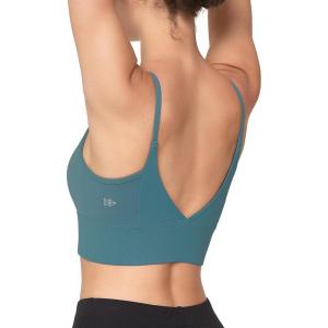 imageYvette V Back Sports Bras for Women Spaghetti Strap Light Support Padded Wireless Yoga Bra Cropped Tank TopBlue