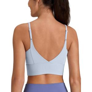 imageYvette V Back Sports Bras for Women Spaghetti Strap Light Support Padded Wireless Yoga Bra Cropped Tank TopLight Purple