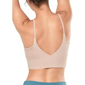 imageYvette V Back Sports Bras for Women Spaghetti Strap Light Support Padded Wireless Yoga Bra Cropped Tank TopPink