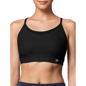 imageYvette Womens Lightweight Sports Bra 3D Fixed Cup  Mesh Yoga Workout Top with Spaghetti StrapBlack