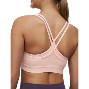 imageYvette Womens Sports Bra Breathable Yoga Bra with Jacquard Back Panel ampamp Cross Straps for FitnessGymPastel Pink