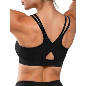 imageYvette Yoga Bras Lightweight Cloud Series Sports Bra for Women Low Impact Sports Spaghetti Thin Strap Mesh Splicing StyleBlack