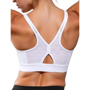 imageYvette Yoga Bras Lightweight Cloud Series Sports Bra for Women Low Impact Sports Spaghetti Thin Strap Mesh Splicing StyleWhite