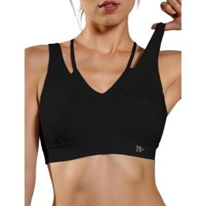 imageYvette Yoga Sports Bras Comfortable LowImpact Sports Bra with Fixed Cups and Double StrapsBlack