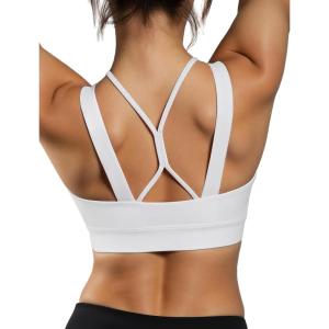 imageYvette Yoga Sports Bras Comfortable LowImpact Sports Bra with Fixed Cups and Double StrapsWhite