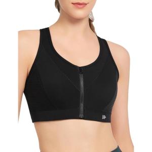 imageYvette Zip Front Sports Bras for Women High Support Mesh Racerback Sports Bra Plus Size High Imapct for Large Breasts