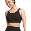 imageYvette Sports Bras for Women High Impact Front Zip Supportive Bras for Large Bust RunningBlack