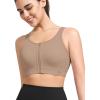 imageYvette Sports Bras for Women High Impact Front Zip Supportive Bras for Large Bust RunningBrown
