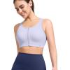 imageYvette Sports Bras for Women High Impact Front Zip Supportive Bras for Large Bust RunningPurple