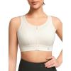 imageYvette Womens Zip Front Sports Bra High Impact Supportive Plus Size Bra for Large BustIvory